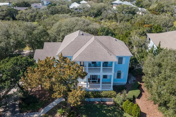 an aerial view of a house