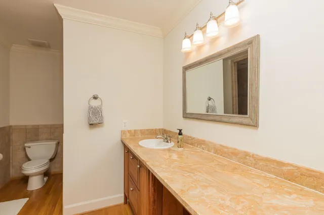 a bathroom with a bathtub