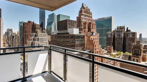 a view of a city from a balcony