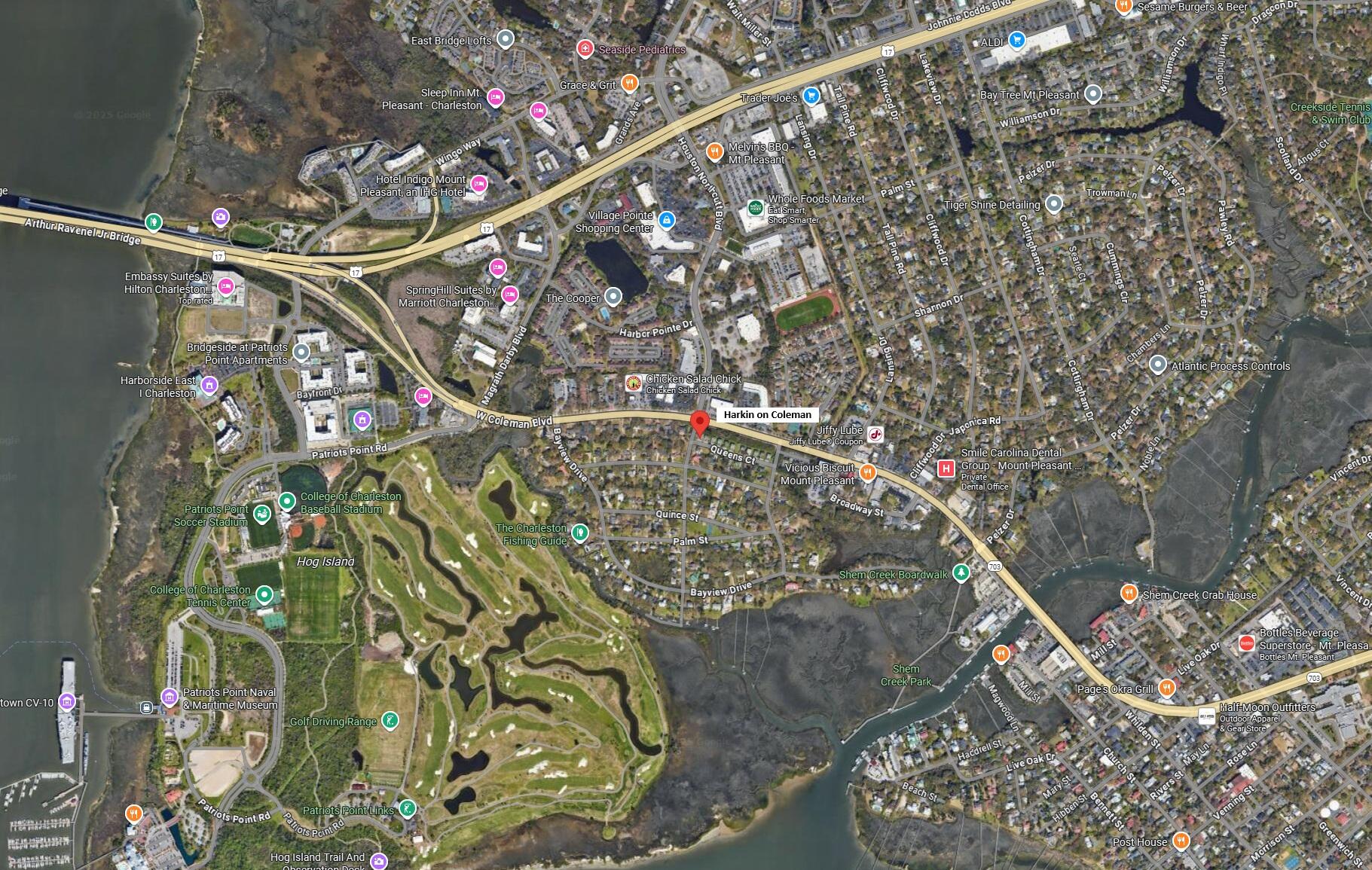 305 Queens Court, Unit 2 Mount Pleasant, SC 29464 - Photo 14 of 14 Google Map zoom in of Harkin