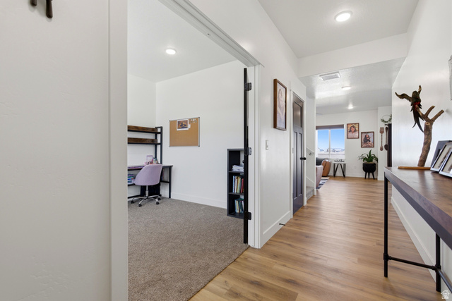 3902 West 825 North West Point, UT 84015 - Photo 26 of 49 Hall featuring an office area, light wood-type flooring, and recessed lighting