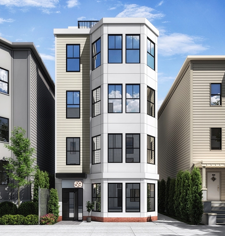 59 Falcon Street, Unit 3 Boston, MA 02128 - Photo 1 of 23 a front view of a building with a garden