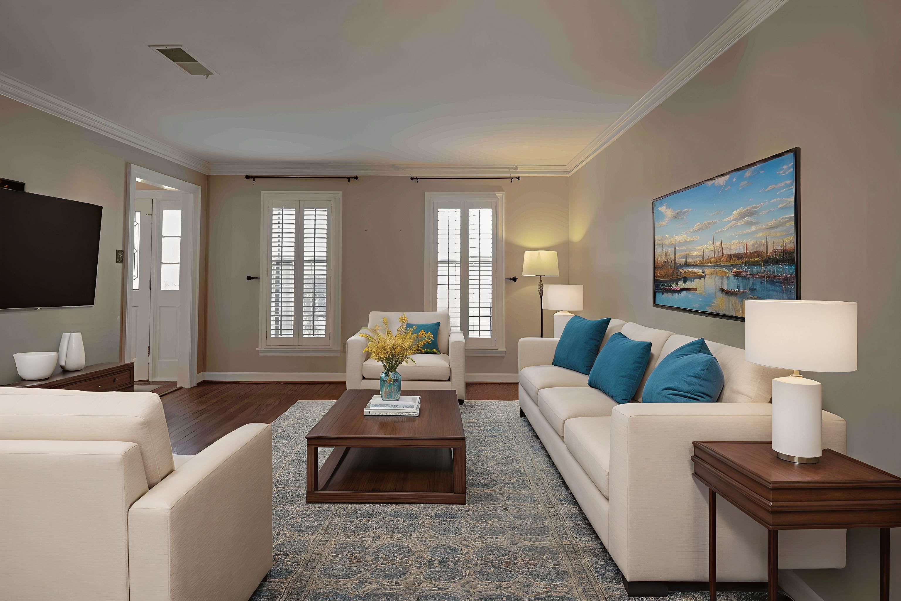 8883 Farmoor Road Germantown, TN 38139 - Photo 12 of 34 Living area with wood finished floors and crown molding