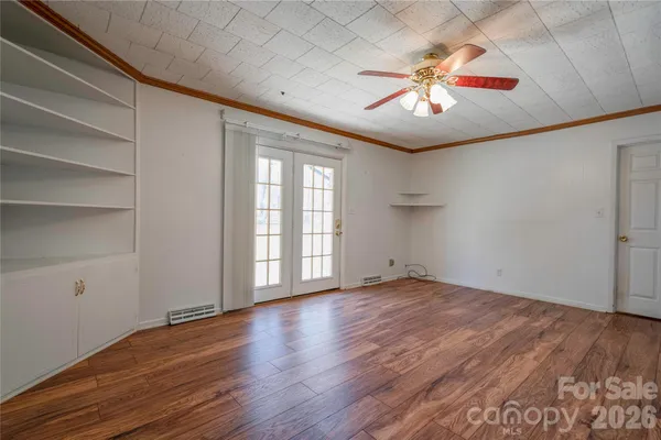 an empty room with windows