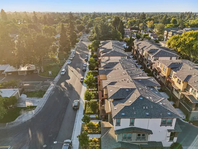 a front view of a building with a street