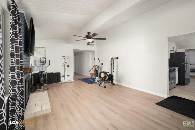 a view of a room with gym equipment