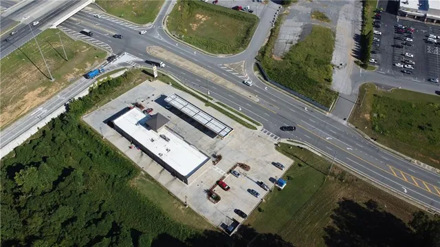 an aerial view of a house