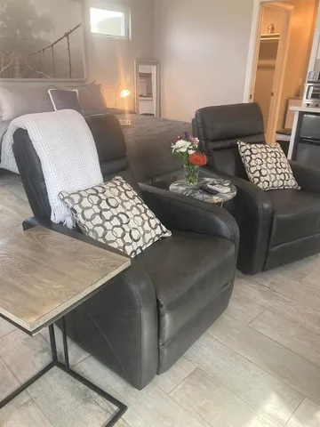 a living room with furniture