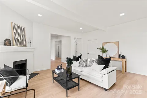 a living room with furniture