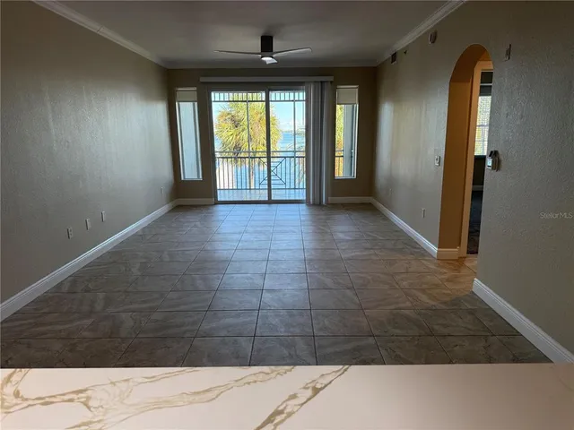 an empty room with windows