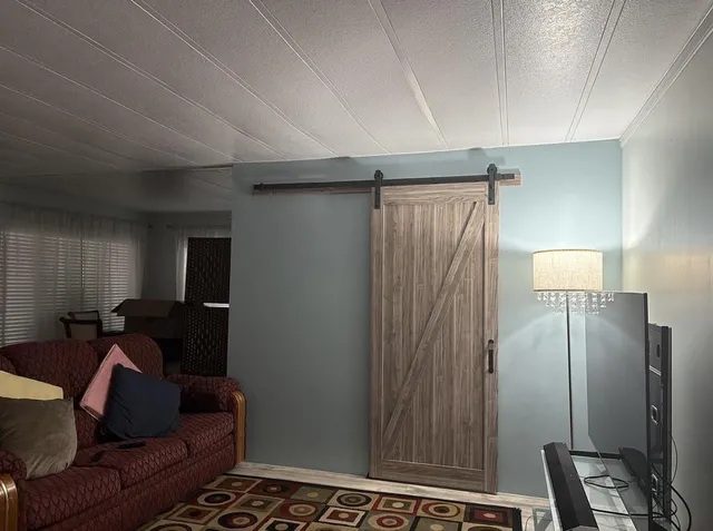 a living room with furniture