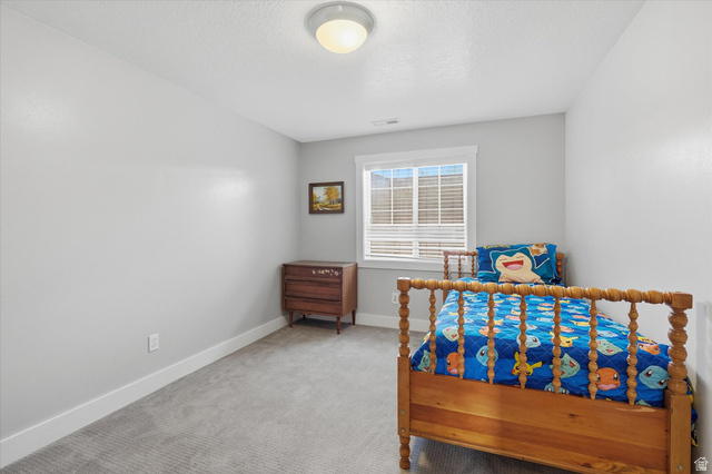 353 Robin Street Smithfield, UT 84335 - Photo 39 of 70 Bedroom featuring light carpet and a textured ceiling
