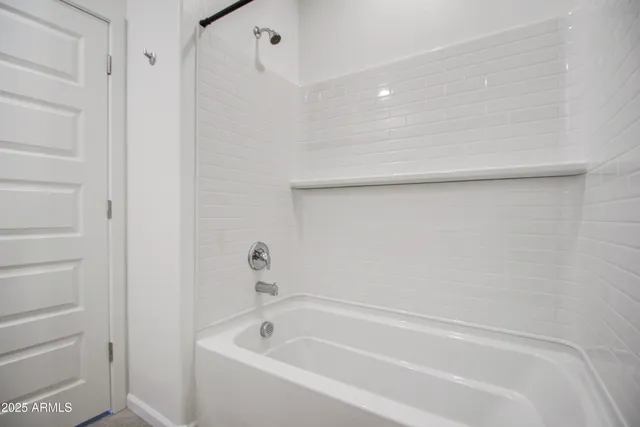 a bathroom with a bathtub