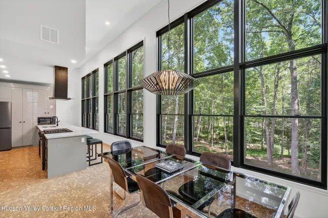 a room with furniture and a fireplace