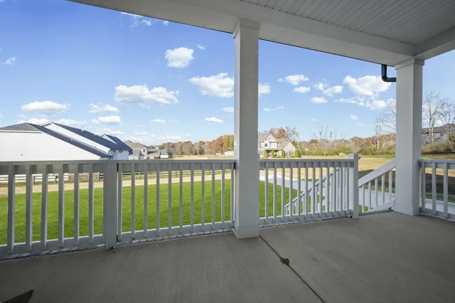 a view of a building from a balcony