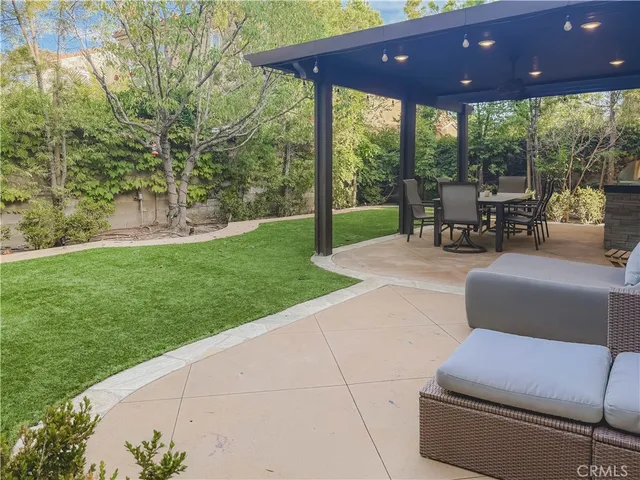 a patio view with a seating space