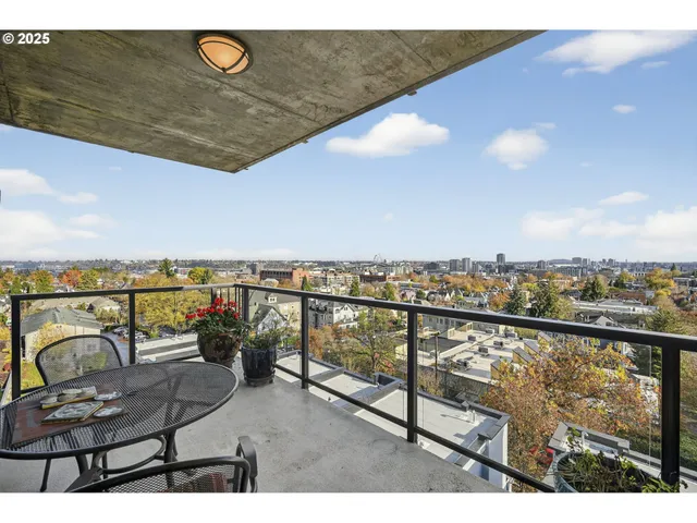 a view of a city from a balcony