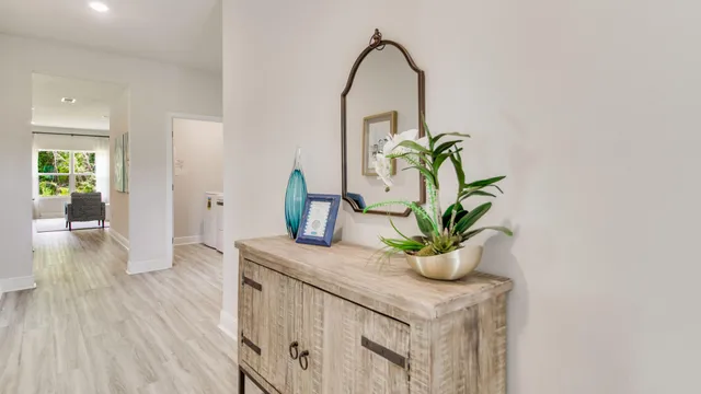 a view of living room with a sink and a potted plant