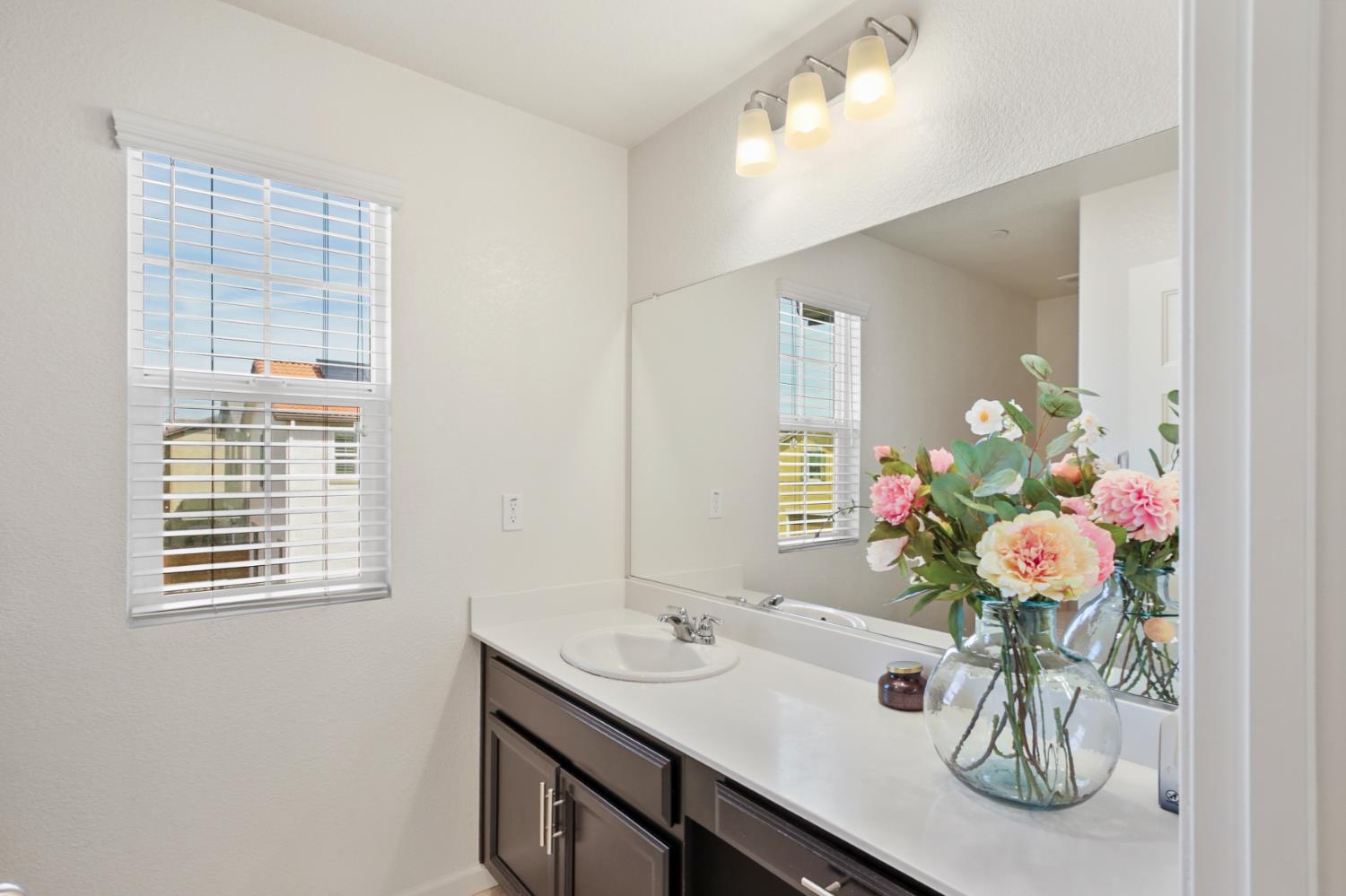 8196 Kramer Ranch Way Elk Grove, CA 95758 - Photo 29 of 47 a bathroom with a sink a vanity and a mirror