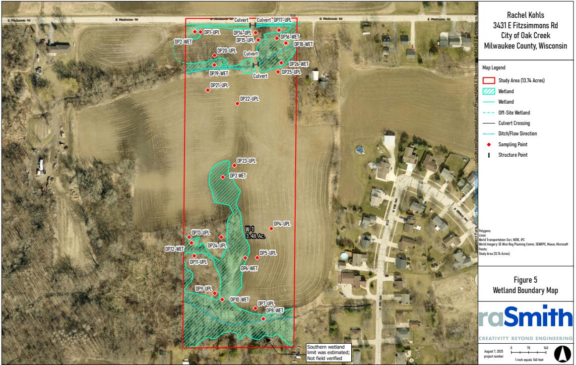3431 East Fitzsimmons Road Oak Creek, WI 53154 - Photo 4 of 12 Wetland Boundary Map