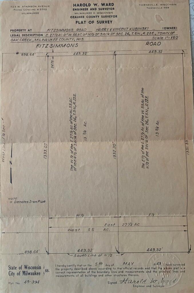 3431 East Fitzsimmons Road Oak Creek, WI 53154 - Photo 10 of 12 OC Survey 1949