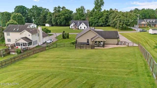 a view of a town with residential houses