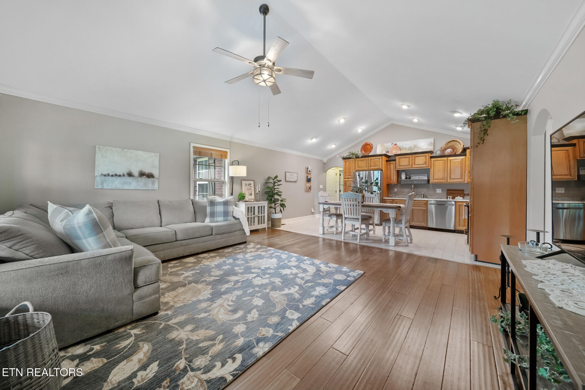 8012 Campbells Point Road Corryton, TN 37721 - Photo 9 of 39 a living room with furniture and kitchen view