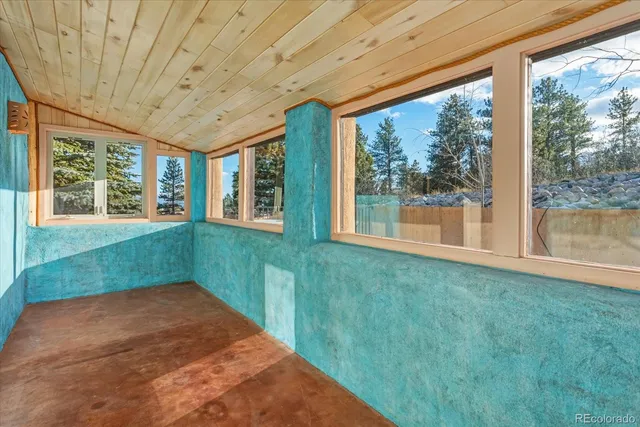 a view of a porch in front of a house