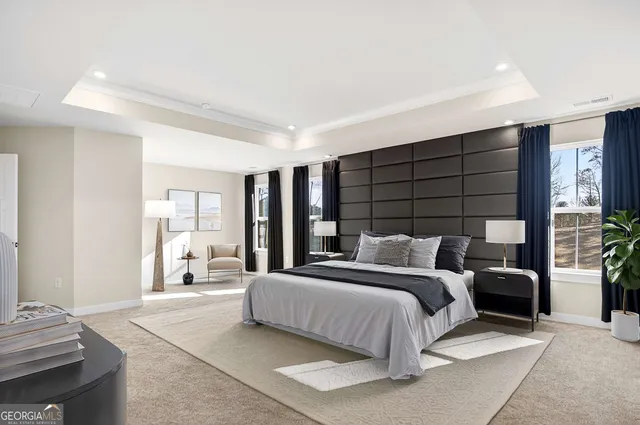 a living room with a large window