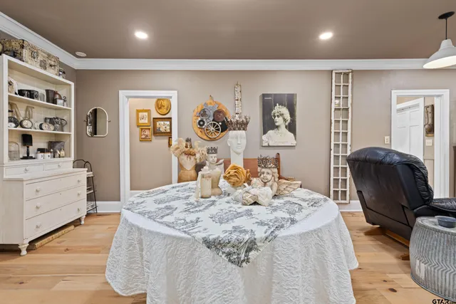 a bedroom with a bed and furniture