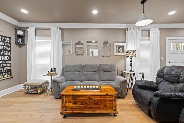 a living room with furniture