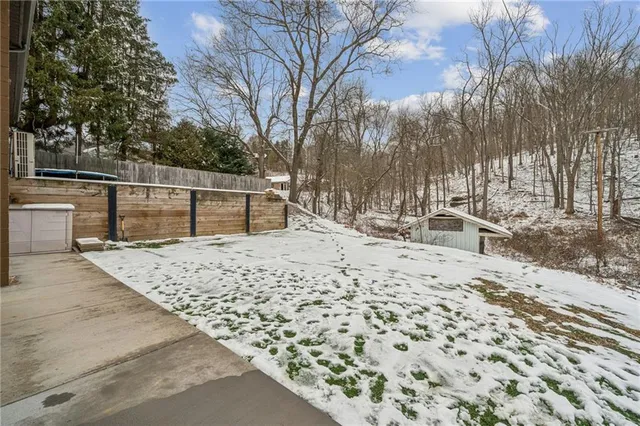 a backyard of a house with lots of trees