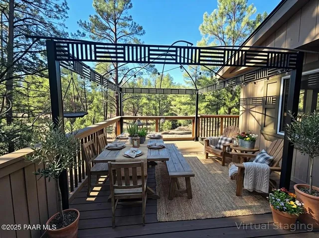 a view of balcony with furniture