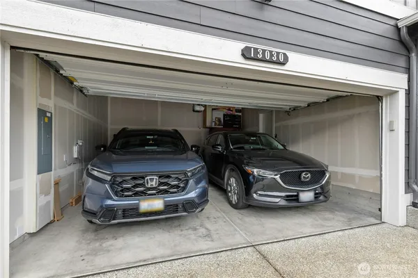 a car parked in a garage