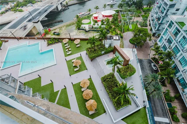 an aerial view of an house with outdoor space