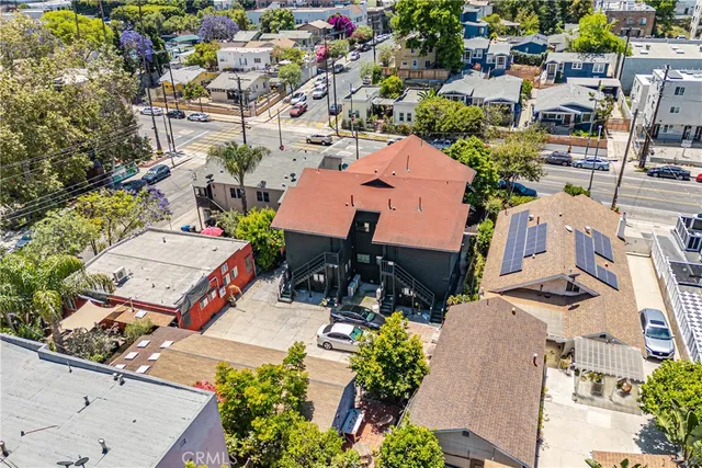 an aerial view of a house