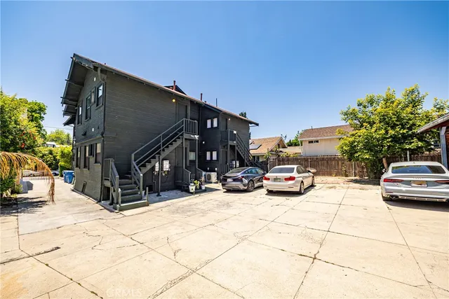 a car parked in front of a building