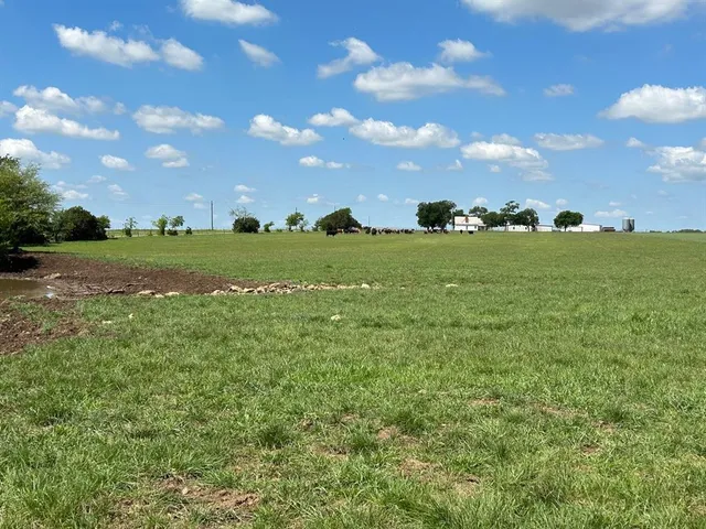 a view of a golf ground with huge green field and trees
