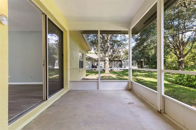 a view of outdoor space with trees all around