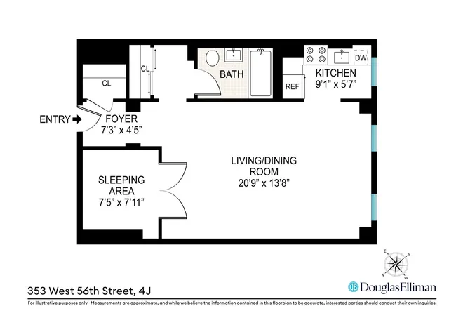$650,000 | 353 West 56th Street, Unit 4J | Hell's Kitchen