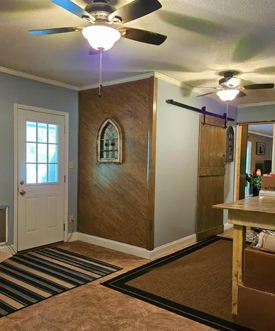 a building outdoor space with patio furniture