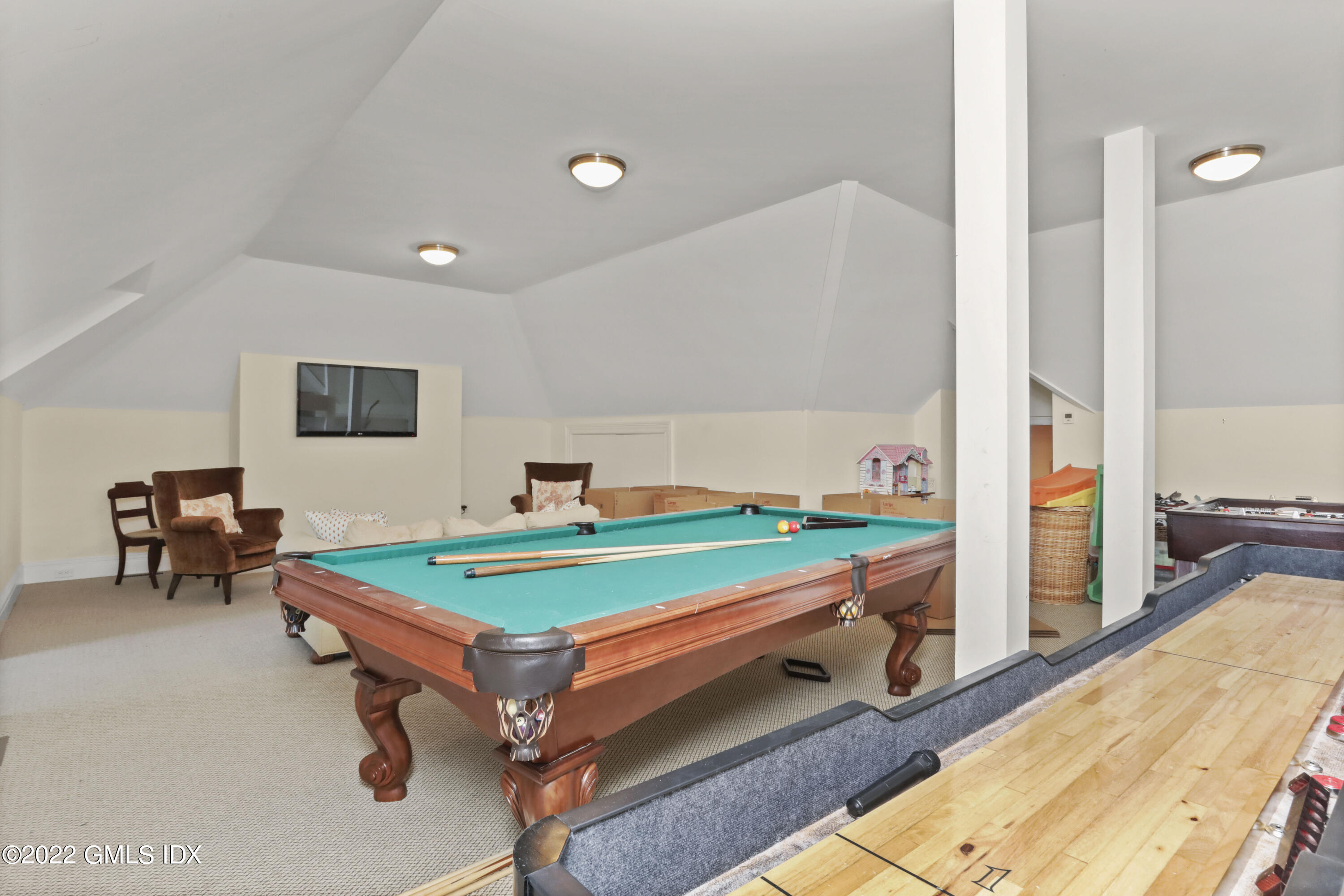 59 Cat Rock Road Cos Cob, CT 06807 - Photo 36 of 51 a room with pool table and wooden floor