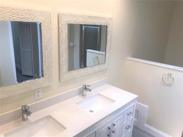 a bathroom with a bathtub