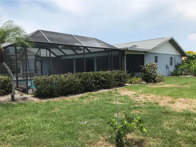 a view of a lake from a yard