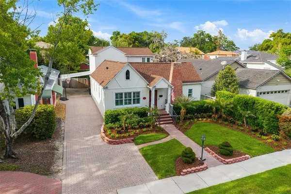an aerial view of a house