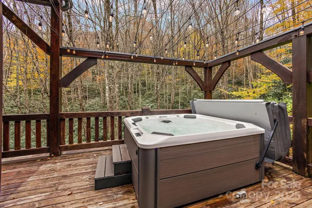a view of balcony and wooden floor