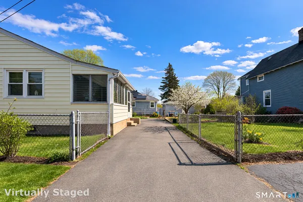 a view of a porch with a backyard