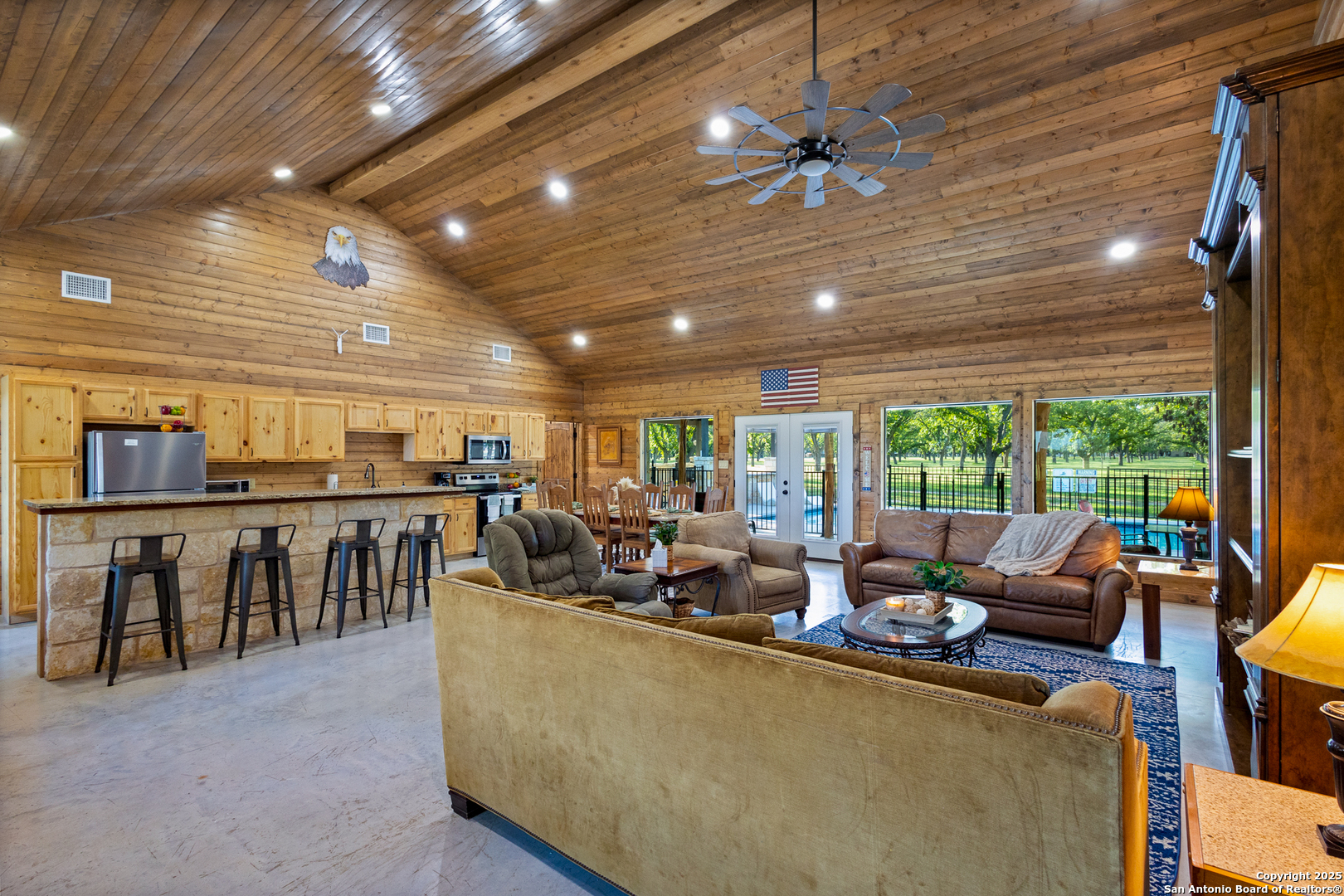 370 Johnny Seibert Rio Frio, TX 78873 - Photo 5 of 40 a living room with lots of furniture and kitchen view