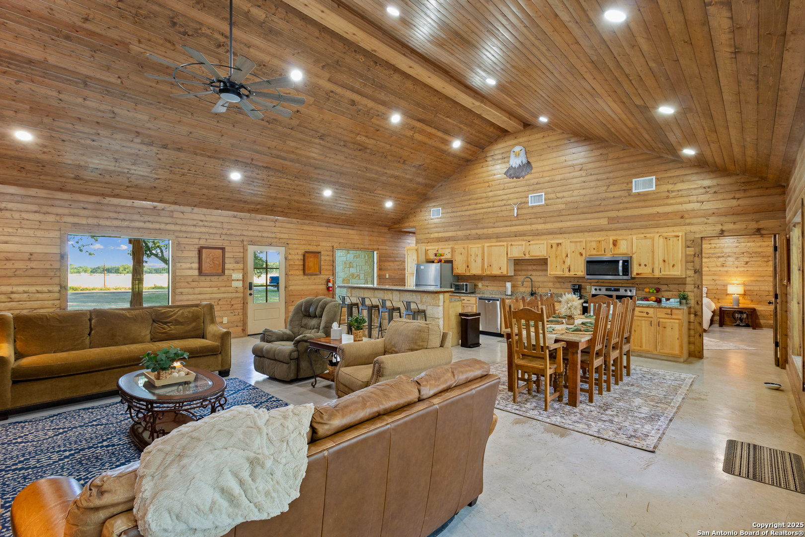 370 Johnny Seibert Rio Frio, TX 78873 - Photo 6 of 40 a living room with furniture and a view of kitchen
