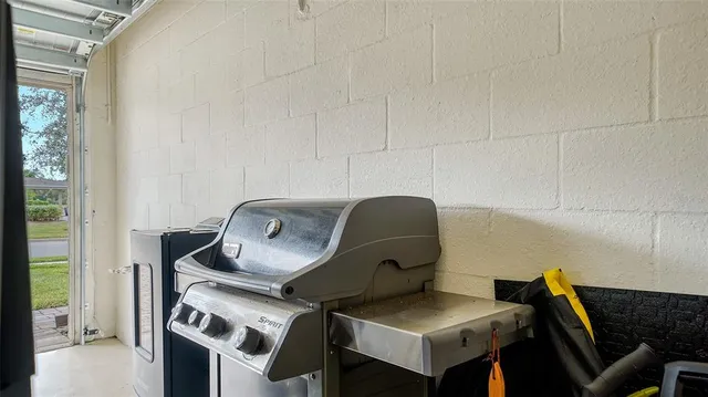 a view of a park with a slide
